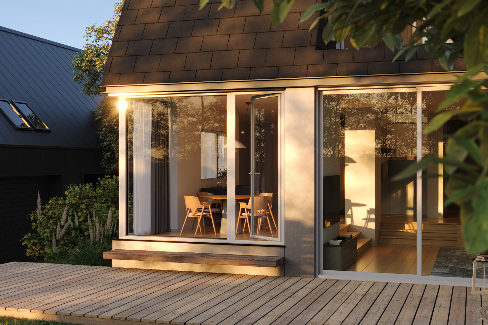 Dört mevsim konfor sağlayan cam balkon kapatma uygulanmış modern ev